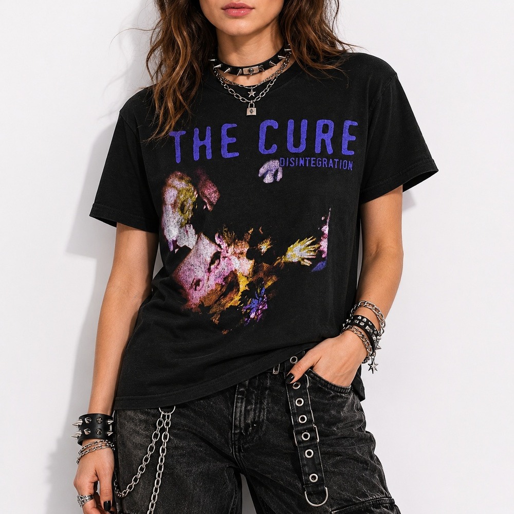 Y2k Vintage The Cure T Shirt Disintegration Womens S Black Post Punk Graphic Tee